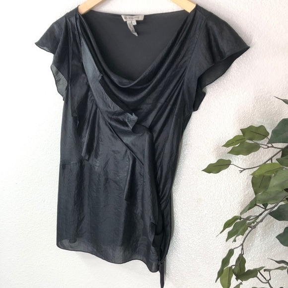 BCBGeneration Shiny Black Layered Top - Picture 2 of 6